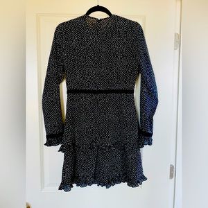 Black polka dot long sleeve mini dress